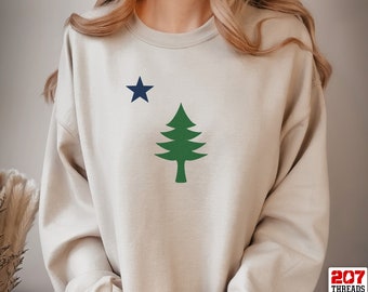 Maine Flag Sweatshirt, Original Maine Flag Crewneck Vintage ME Flag Shirt, Maine Sweatshirt, Maine Gifts, 1901 Maine Flag, Unisex Women Men