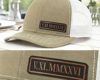 Personalized Wedding Gift for Him | Custom Roman Numeral Date Hat | Groom Gift Idea from Bride | Engagement Gift Men & Bride and Groom Hats