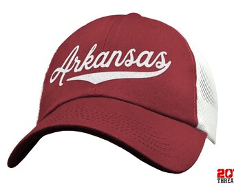 Arkansas Arrow Compass Distressed Snapback Trucker Hat Arkansas Hat