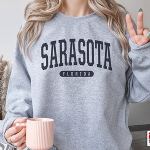 Sarasota Sweatshirt | Soft Cozy Sarasota Florida Crewneck Sweater Retro Vintage College University Sweatshirt FL Dorm Gifts Oversized Merch