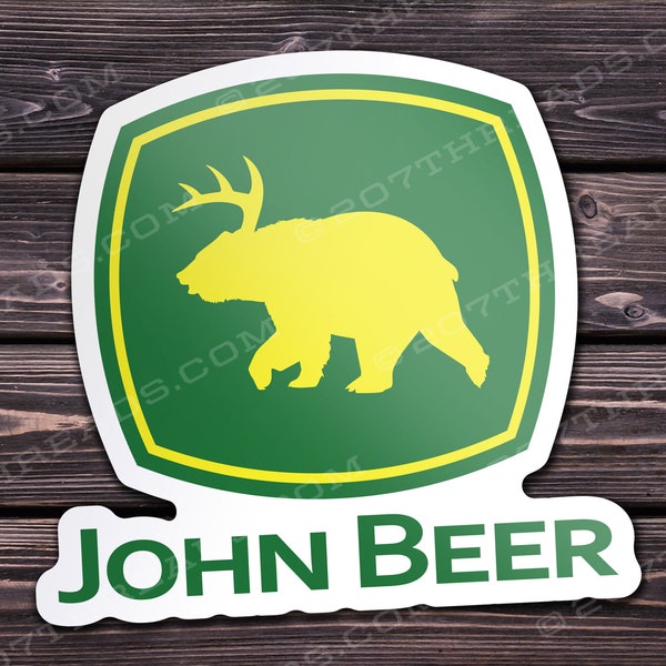 John Beer Sticker Decal Funny Tractor Logo Bear Deer Parody Brewery Craft Support Drink Local Beer Brewer Gifts Drinking Sticker Beer?