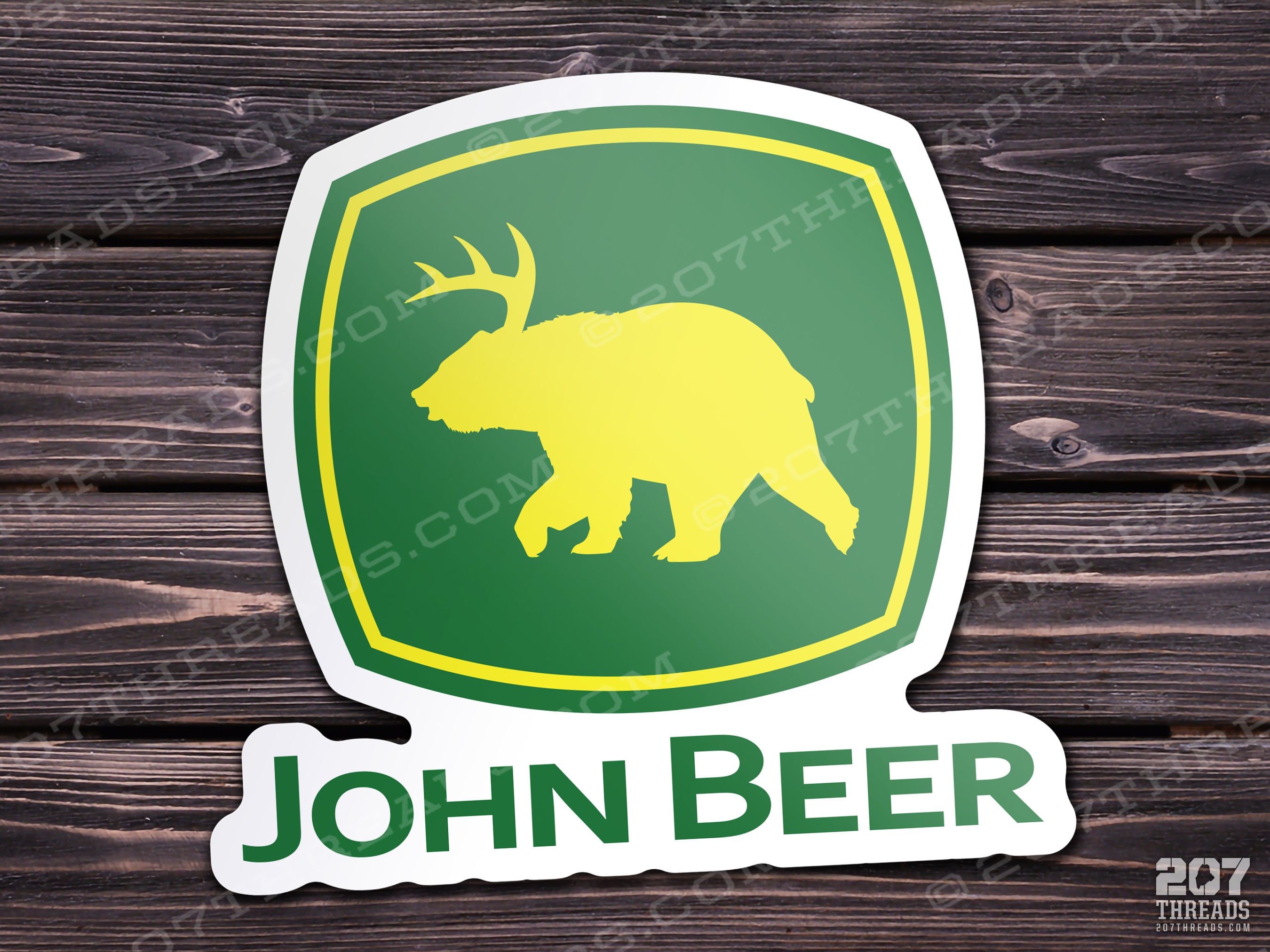 John Beer Sticker Decal Funny Tractor Logo Bear Deer Parody Brewery Craft  Support Drink Local Beer Brewer Gifts Drinking Sticker Beer 
