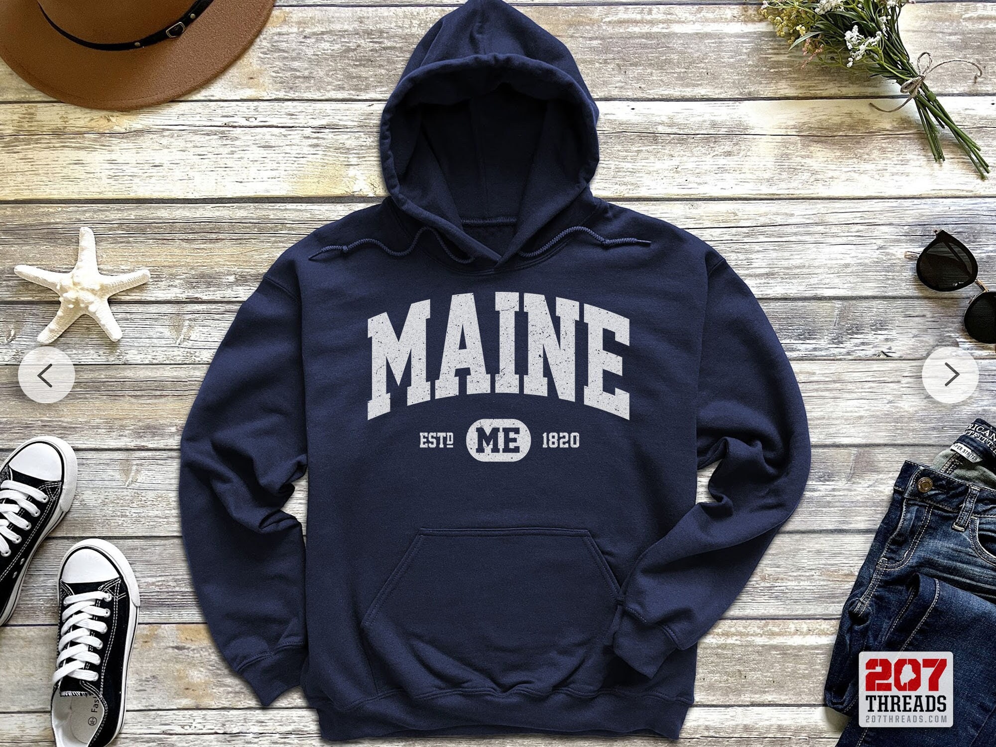 Maine Sweatshirt | Maine Hoodie | Retro Vintage Maine Hooded