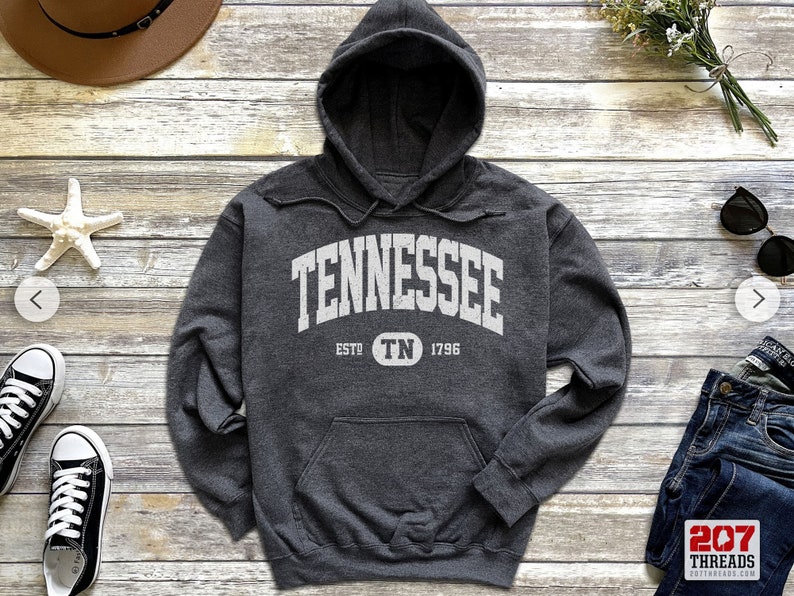 Tennessee Hoodie | Tennessee  Sweatshirt Hooded Sweater | Retro Vintage State College University Style TN Gift Shirt Native Art Print