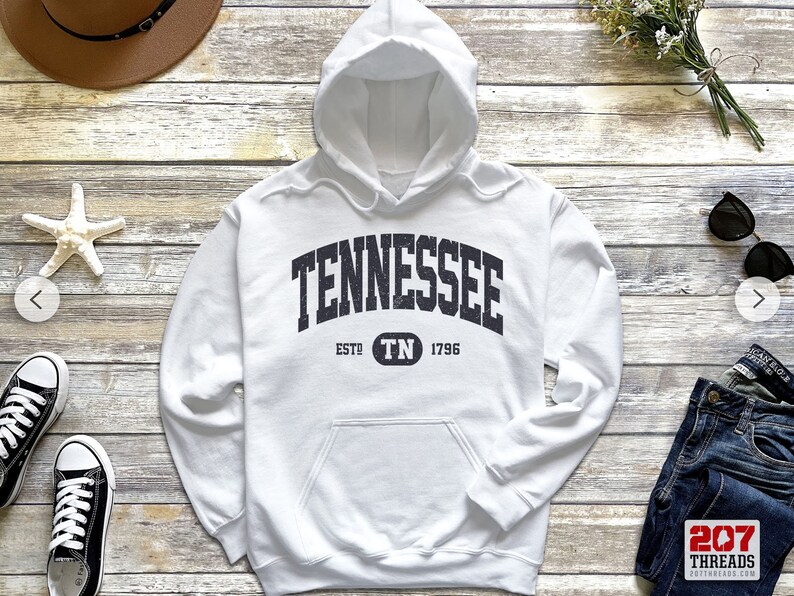 Tennessee Hoodie | Tennessee  Sweatshirt Hooded Sweater | Retro Vintage State College University Style TN Gift Shirt Native Art Print