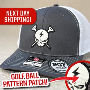 Golf Hat, Skull & Crossed Tees Golf Trucker Hat Personalized Gift Golf Patch Hat for Golfers Golf Gift Husband, Boyfriend, Gift for Dad Golf
