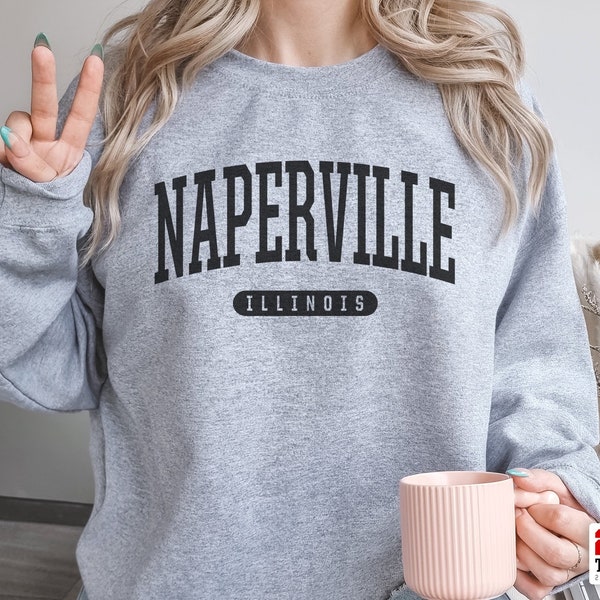 Naperville Sweatshirt | Soft Cozy Naperville Illinois Crewneck Sweater Retro Vintage College University Sweatshirt IL Dorm Gifts