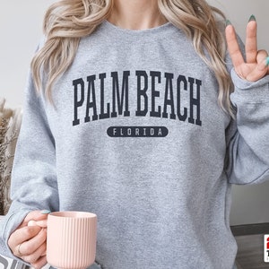 Palm Beach Sweatshirt | Soft Cozy Palm Beach Florida Crewneck Sweater Retro Vintage College University Sweatshirt FL Dorm Gifts Oversized