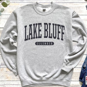 Lake Bluff Sweatshirt | Soft Cozy Lake Bluff Illinois Crewneck Sweater Retro Vintage College University Sweatshirt IL Dorm Gifts