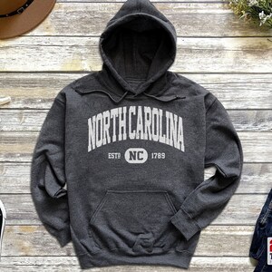 North Carolina Sweatshirt North Carolina Hoodie | Retro Vintage NC Hooded Sweatshirt | Distressed Sweater College University Style NC Gifts