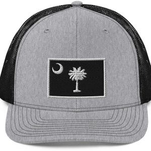 South Carolina Trucker Hat SC Flag Hat for Men & Women. South Carolina State Snapback Baseball Cap |ack on Black Gray White Patch Hat Bl