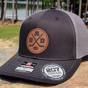 Hockey Dad Hat College Hockey Cap Puck Crossed Sticks Proud Hockey Dad Trucker Hat Ice Hockey Player Parent Personalized Gifts Hockey Custom
