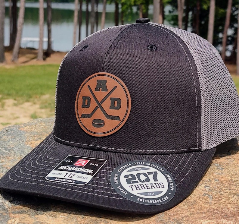 Hockey Dad Hat College Hockey Cap Puck Crossed Sticks Proud Hockey Dad Trucker Hat Ice Hockey Player Parent Personalized Gifts Hockey Custom