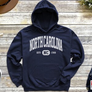 North Carolina Sweatshirt North Carolina Hoodie | Retro Vintage NC Hooded Sweatshirt | Distressed Sweater College University Style NC Gifts