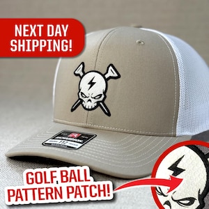 Personal Golf Gifts for Golfers, Cool Golf Hat, Tees & Skull Trucker Hat, Golfing Groomsmen Gift Men Boyfriend Dad, Golf Ball Pattern Patch