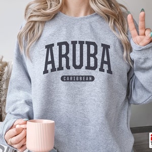 Soft Cozy Aruba Sweatshirt, Aruba Caribbean Sweatshirt Crewneck Caribbean Beach Travel Vacation Souvenir Gift Shirt Art Decor