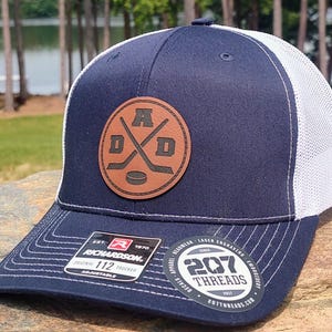 Hockey Dad Hat College Hockey Cap Puck Crossed Sticks Proud Hockey Dad Trucker Hat Ice Hockey Player Parent Personalized Gifts Hockey Custom