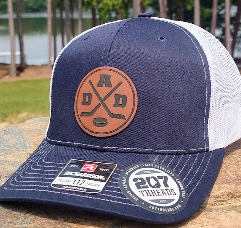 Hockey Dad Hat College Hockey Cap Puck Crossed Sticks Proud Hockey Dad Trucker Hat Ice Hockey Player Parent Personalized Gifts Hockey Custom