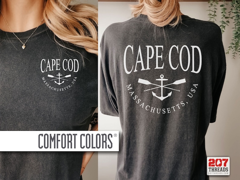 Cape Cod Tees Cape Cod Shirt Nautical Front & Back Design Comfort Colors Cape Cod ...