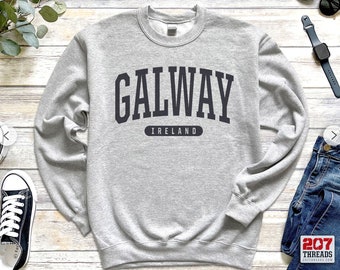 Vintage Galway Sweatshirt, Soft Cozy Galway Ireland Sweatshirt Crewneck Ireland Beach Travel Vacation Souvenir Gift Shirt Art Decor