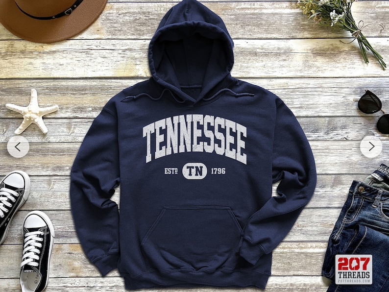 Tennessee Hoodie | Tennessee  Sweatshirt Hooded Sweater | Retro Vintage State College University Style TN Gift Shirt Native Art Print