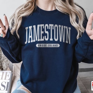 Jamestown Sweatshirt | Soft Cozy Jamestown Rhode Island Crewneck Sweater Retro Vintage College University Sweatshirt RI Dorm Gifts