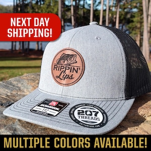 Bass Fishing Hat Gift, Largemouth Bass Rippin Lips Trucker Hat for Bass Fisherman , Bass Fishing Dad Hat Gift, Largemouth Patch Trucker Caps