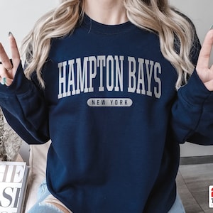 Hampton Bays Sweatshirt | Soft Cozy Hampton Bays New York Sweatshirt Crewneck Sweater Vintage NYC College University Souvenir Gifts NY