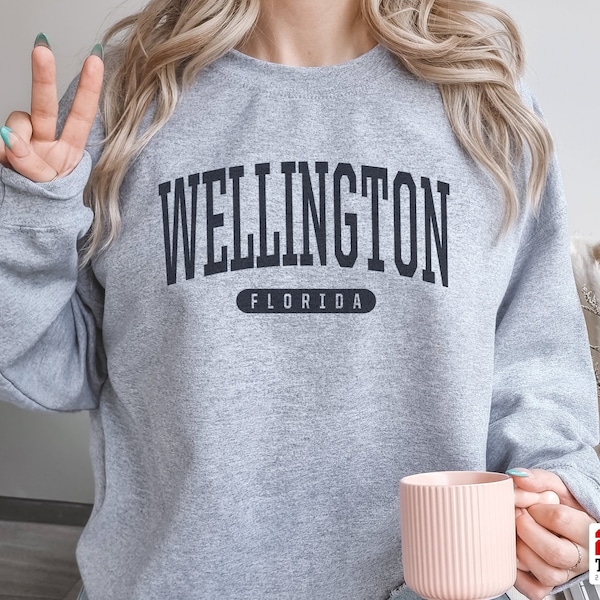 Wellington Sweatshirt | Soft Cozy Wellington Florida Crewneck Sweater Retro Vintage College University Sweatshirt FL Dorm Gifts
