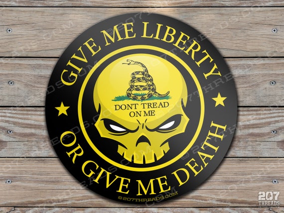 Skull Don't Tread On Me Stickers American Patriotic Rattlesnake Gadsden Flag Decals Yellow Black Constitution Liberty or Death USA Punisher