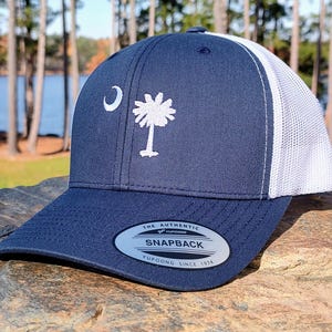 South Carolina Hat Snapback Carolina Baseball Trucker Cap Embroidered S Carolina State Flag Palm Tree Palmetto Moon SC Gift