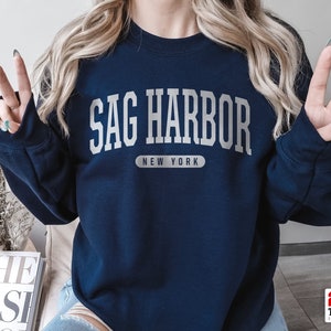 Sag Harbor Sweatshirt | Soft Cozy Sag Harbor New York Sweatshirt Crewneck Sweater Vintage NYC College University Souvenir Gifts NY Oversized