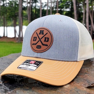 Hockey Dad Hat College Hockey Cap Puck Crossed Sticks Proud Hockey Dad Trucker Hat Ice Hockey Player Parent Personalized Gifts Hockey Custom