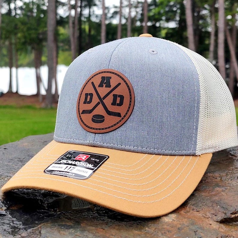Hockey Dad Hat College Hockey Cap Puck Crossed Sticks Proud Hockey Dad Trucker Hat Ice Hockey Player Parent Personalized Gifts Hockey Custom