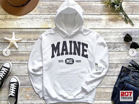 Maine Sweatshirt | Maine Hoodie | Retro Vintage Maine Hooded