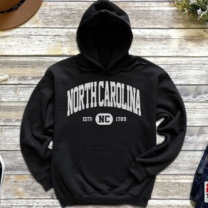 North Carolina Sweatshirt North Carolina Hoodie | Retro Vintage NC Hooded Sweatshirt | Distressed Sweater College University Style NC Gifts