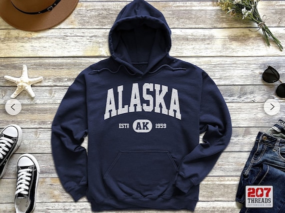 Alaska Hoodie Alaska Sweatshirt Hooded Sweater Classic Vintage Alaska Cruise Sweatshirt Vacation Gift Shirt AK Native Art Print