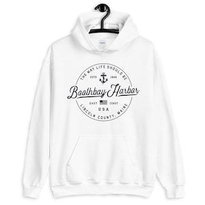 Boothbay Harbor Sweatshirt Soft Cozy Boothbay Harbor Hoodie ME Maine 207 Vacationland Coastal Sweater Souvenir Gifts for Maine Lovers