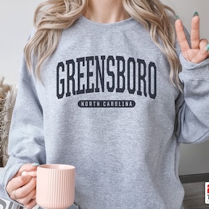 Greensboro Sweatshirt | Soft Cozy Greensboro North Carolina Sweatshirt Crewneck Sweater Vintage College University Souvenir Gifts NC USA