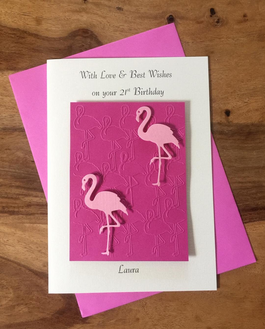 Personalised Birthday Card Pink Flamingo Design Any Age 10th Etsy Singapore