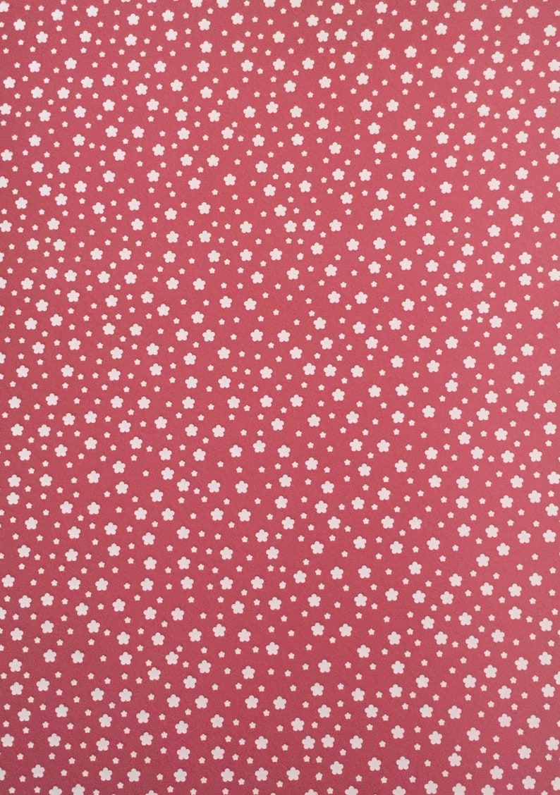 Dark Pink Patterned Cardstock A4 Floral and Polka Dot Etsy UK