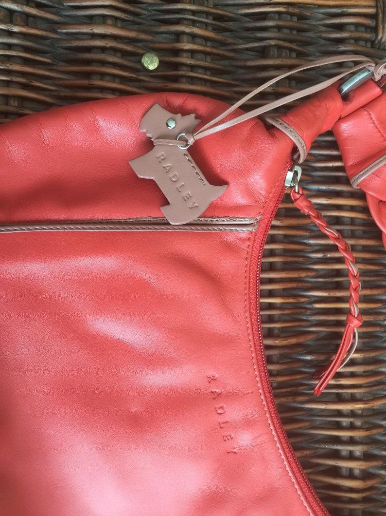 Vintage Radley Handbag Soft Red Leather and Plaited Handle. Etsy
