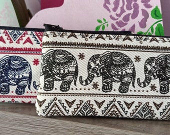 Zipped Glasses Case, Pouch, Baby Elephant, Aztec Design. Black And White Or Red And Navy Sunglasses Case, Reading Glasses.  Free Delivery.