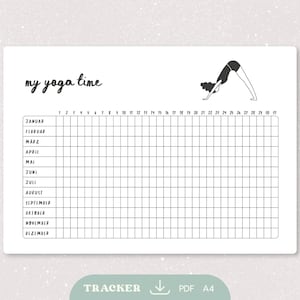 My Yoga time / Habit Tracker / Annual planner yoga class / A4 / German / black and white / digital / Instant download / PDF