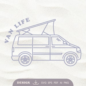 Digital SVG download Van Life / Gray Camping VW Bus / digital file / instant download / digital design / svg / pdf / png / eps / AI