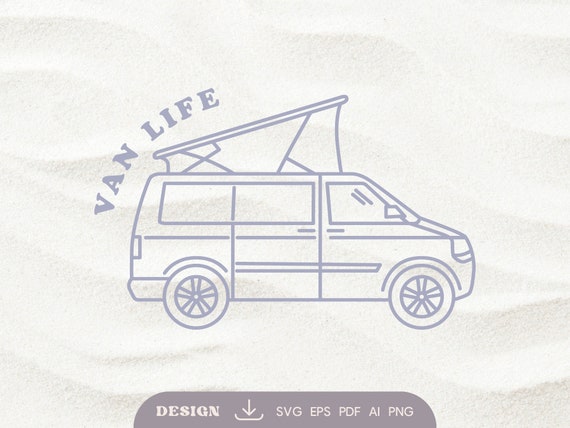 Digital SVG download Van Life / Grey Camping VW Bus / digital file / instant download / digital design / svg / pdf / png / eps / AI