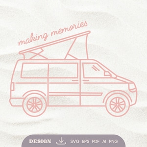 Digital SVG download Camper Making Memories / Pink Camping VW Bus / digital file / instant download / digital design / eps / pdf / png / AI