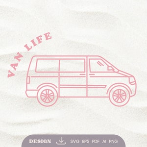 Digital SVG download van life / pink camping bus / digital file / instant download/ digital design / SVG / pdf / png / eps / AI