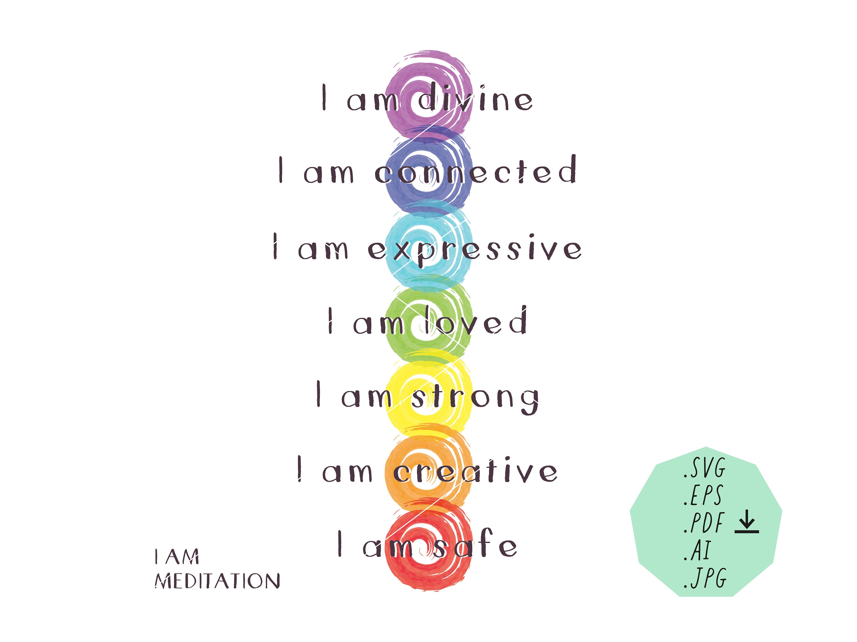 I Am Meditation 7 Chakras / Digital SVG Download / Seven Chakras ...