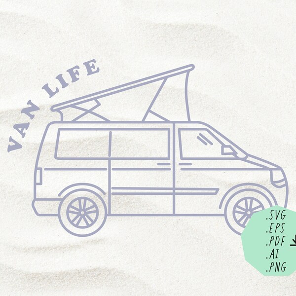 Digital SVG download Van Life / Grey Camping VW Bus / digital file / instant download / digital design / svg / pdf / png / eps / AI